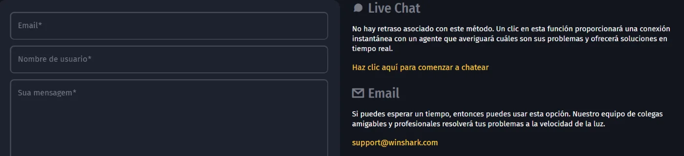 Winshark Casino Atención al Cliente