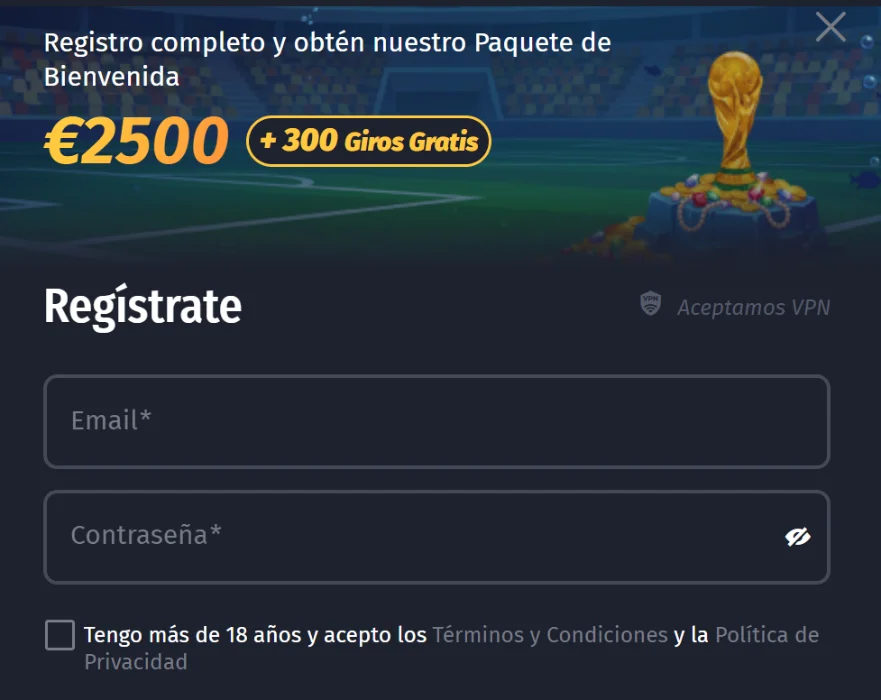 Winshark Casino Registro e inicio de sesión